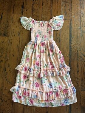 Floral Ruffled Maxi Dress - Pink Floral